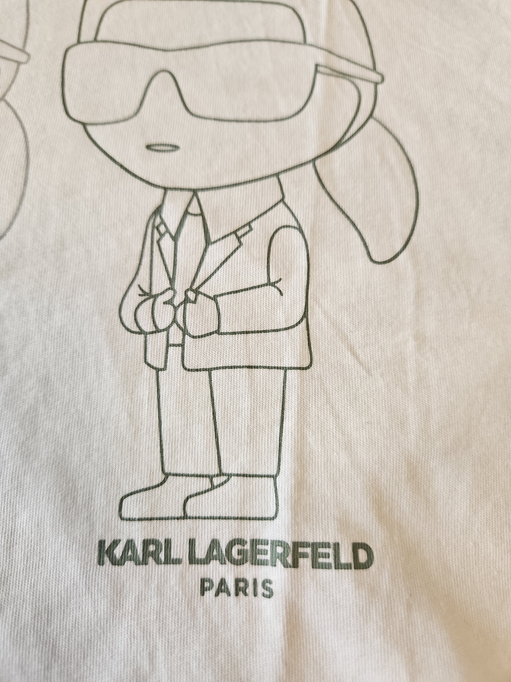 Karl Lagerfeld Kids White Tee with Green Outline Graphic